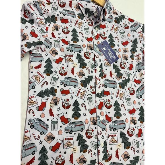 Project Good Apparel Christmas Printed Button Down Shirt Short Sleeve Mens M NWT - Picture 5 of 12